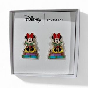 Disney × BaubleBar Minnie Mouse Reading Earrings NIB